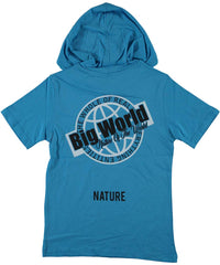 Tricou cu gluga, baieti Big World, bumbac, albastru