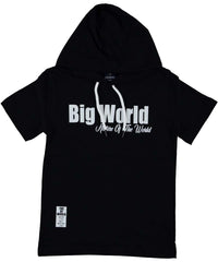 Tricou cu gluga, baieti Big World, bumbac, negru
