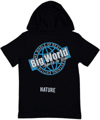 Tricou cu gluga, baieti Big World, bumbac, negru