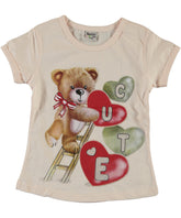 Tricou fete, Love Bear, bumbac, roz deschis