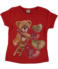 Tricou fete, Love Bear, bumbac, rosu