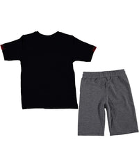 Compleu vara baieti, tricou si pantaloni scurti, Creator, bumbac, negru