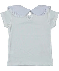 Tricou cu guleras fete, Teddy, bumbac, alb