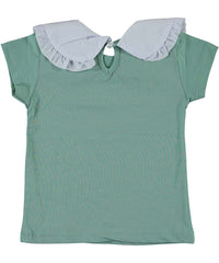 Tricou cu guleras fete, Teddy, bumbac, verde