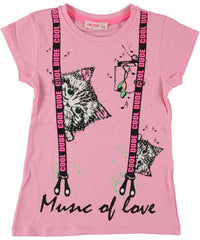 Tricou fete Music of Love bumbac roz pal