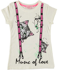 Tricou fete Music of Love bumbac alb