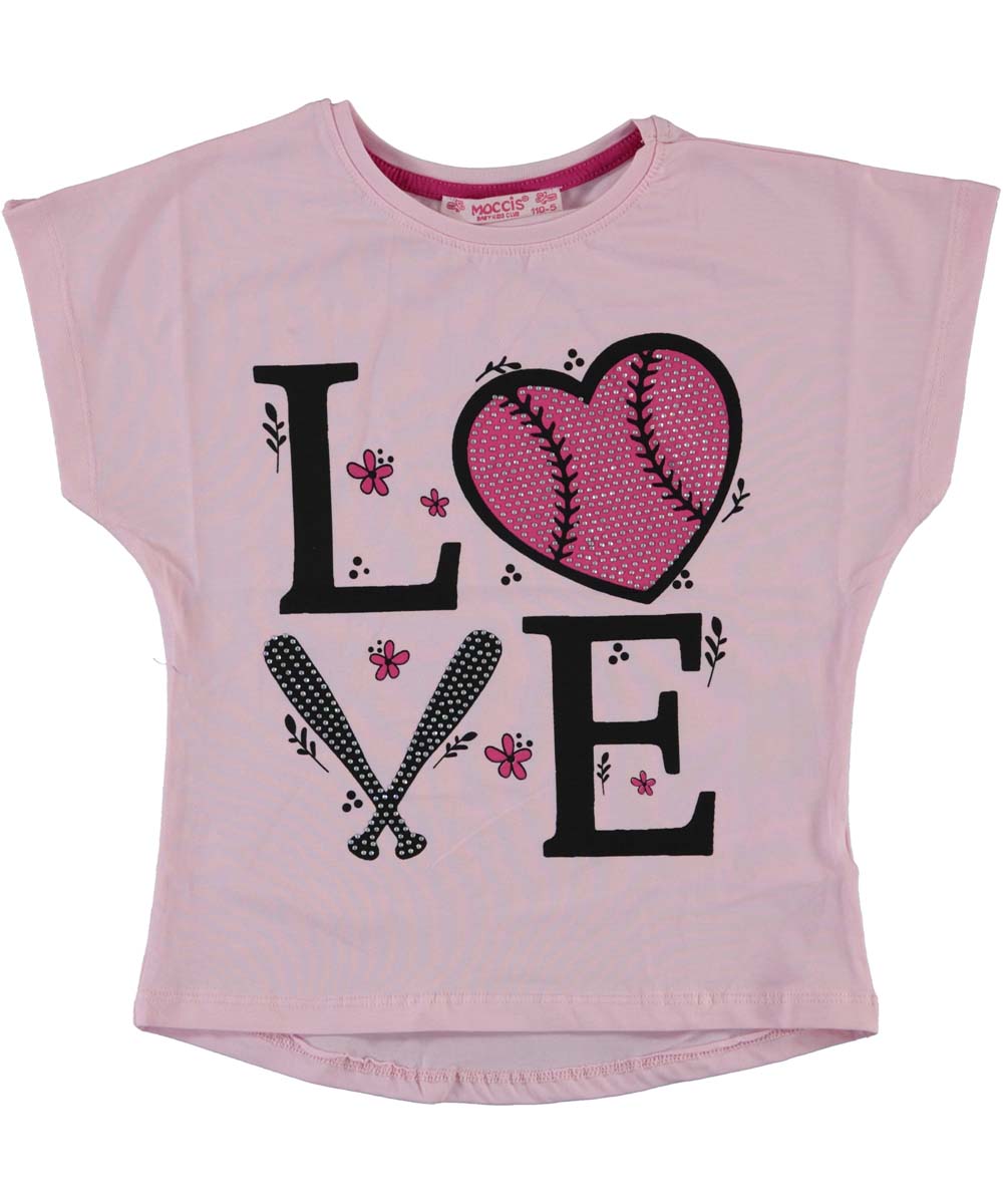 Tricou elegant fete, Love, strasuri, bumbac, roz pal