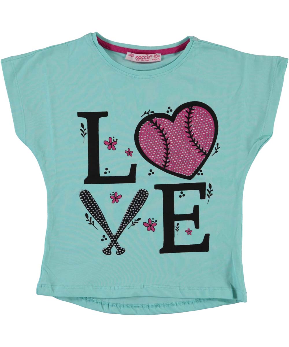 Tricou elegant fete, Love, strasuri, bumbac, verde