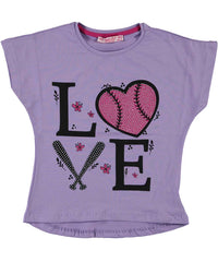 Tricou elegant fete, Love, strasuri, bumbac, lila