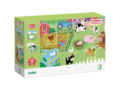 Puzzle cu surprize - La ferma (18 piese)