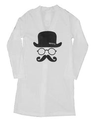 Pulover lung, Cardigan Mustache Alb