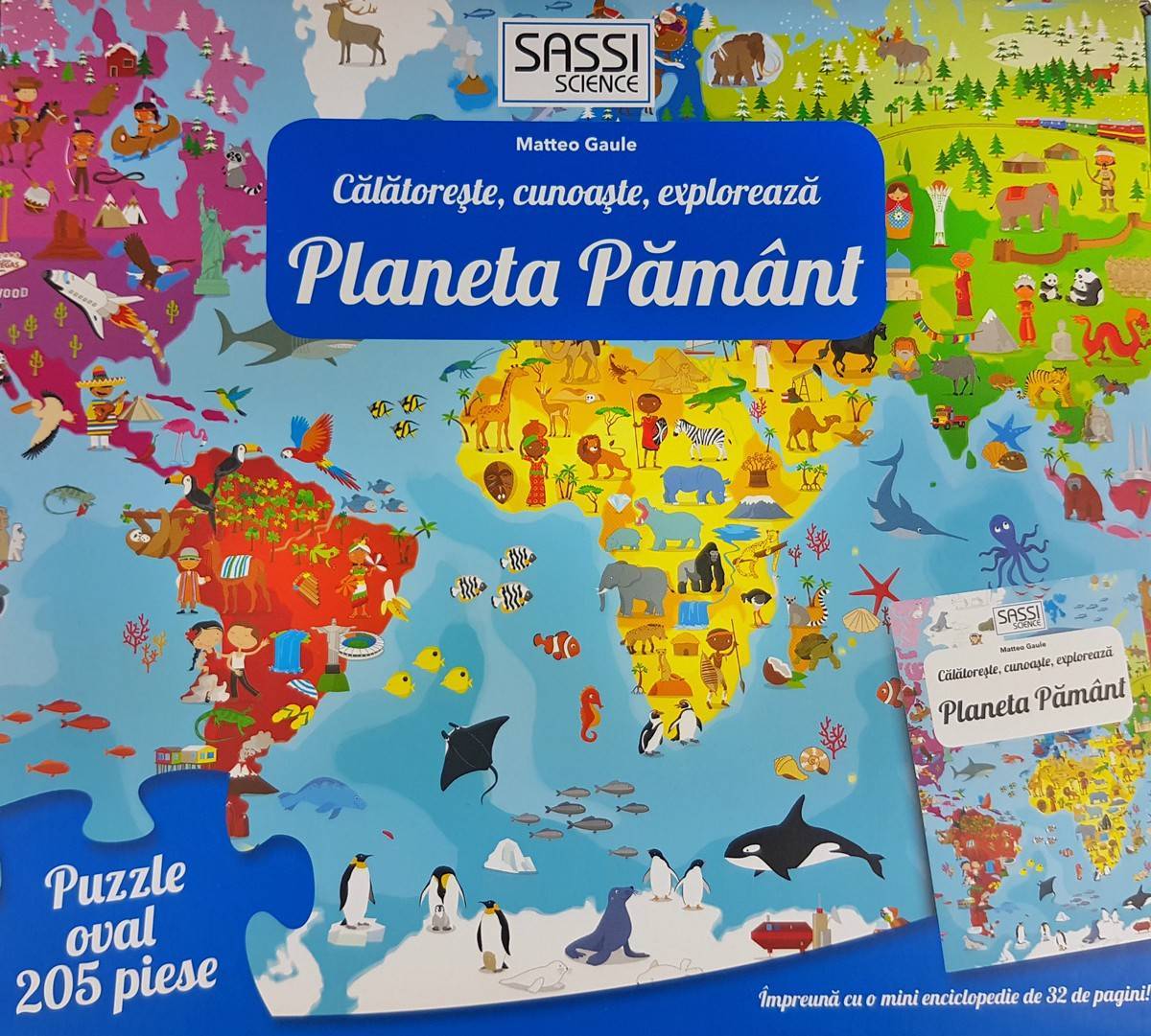 Cunoaste si exploreaza -  Puzzle Planeta Pamant in limba Romana (205 piese)