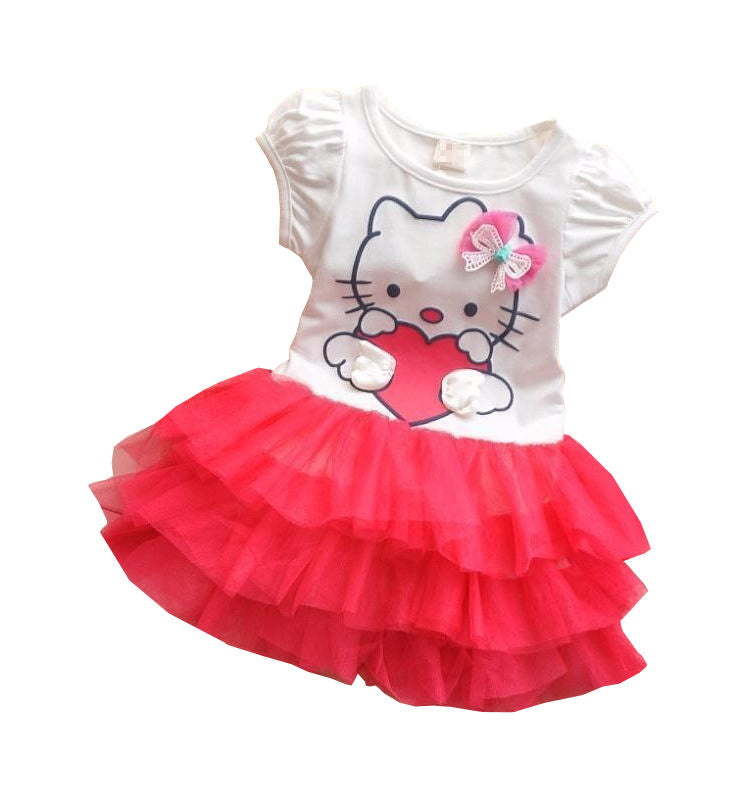 Rochita Hello Kitty, volane tulle, rosu