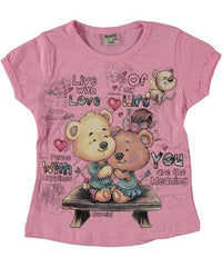 Tricou fete, Cute Bear, bumbac, roz deschis