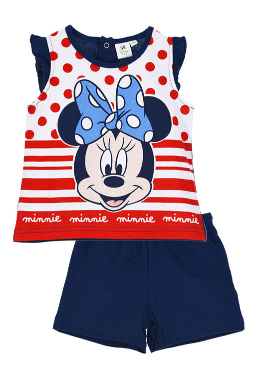 Compleu vara Minnie, tricou si pantaloni scurti, Disney, bumbac, fete, multicolor