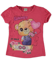 Tricou elegant fete, Love Bear, bumbac, roz inchis