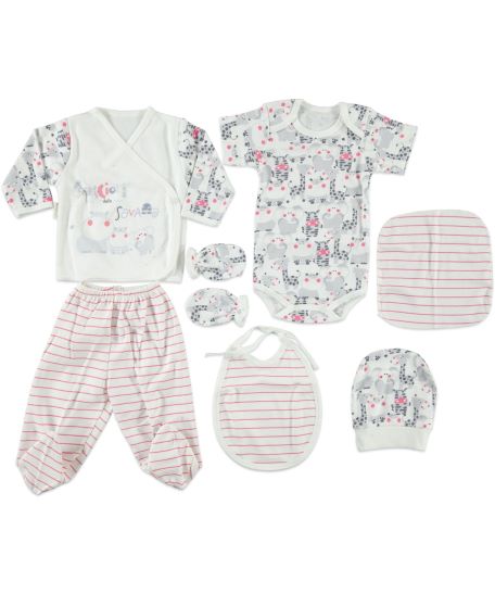 Set bebe nou nascut, Savana, 7 piese, bumbac