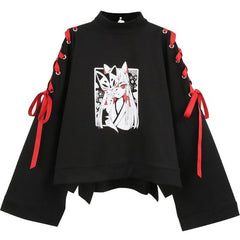 Bluza Anime Kitsune, negru