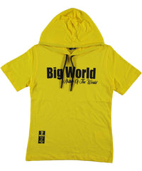 Tricou cu gluga, baieti Big World, bumbac, galben