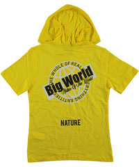 Tricou cu gluga, baieti Big World, bumbac, galben