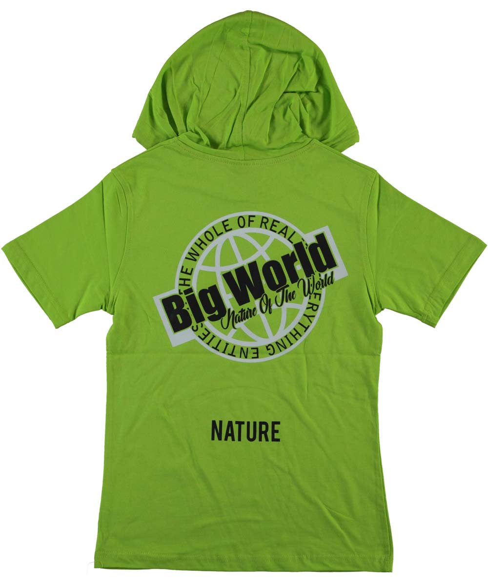 Tricou cu gluga, baieti Big World, bumbac, verde