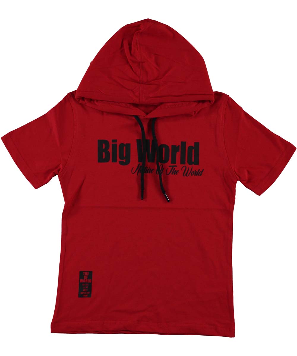 Tricou cu gluga, baieti Big World, bumbac, rosu