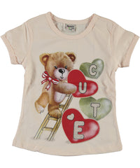 Tricou fete, Love Bear, bumbac, roz deschis