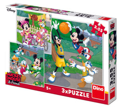 Puzzle 3 in 1 - Mickey si Minnie sportivii (3 x 55 piese)